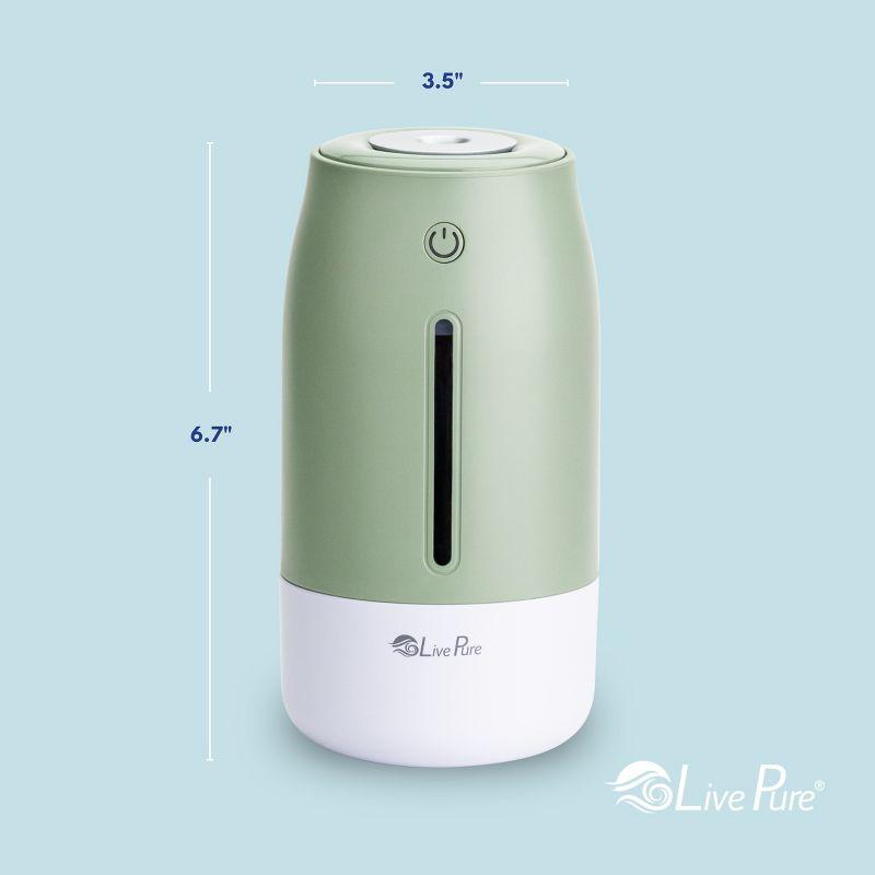 LivePure Aqua Glo Cool Mist Humidifiers for Bedroom. Small Humidifier for Babies, Nursery, Plants, Office. Ultrasonic Cool Mist Humidifier w/ Quiet