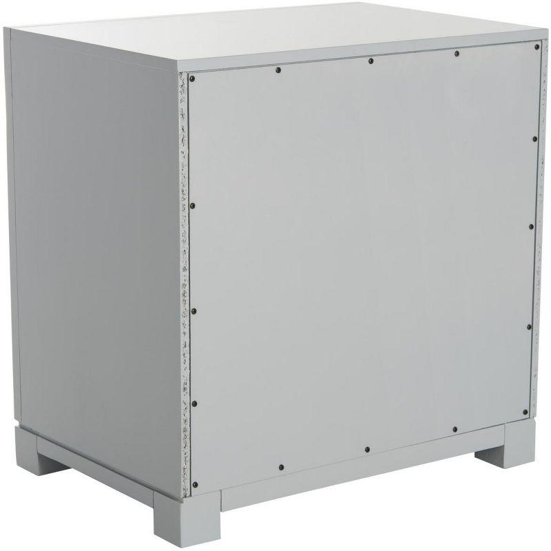 Raina 3 Drawer Greek Key Nightstand - Grey - Safavieh