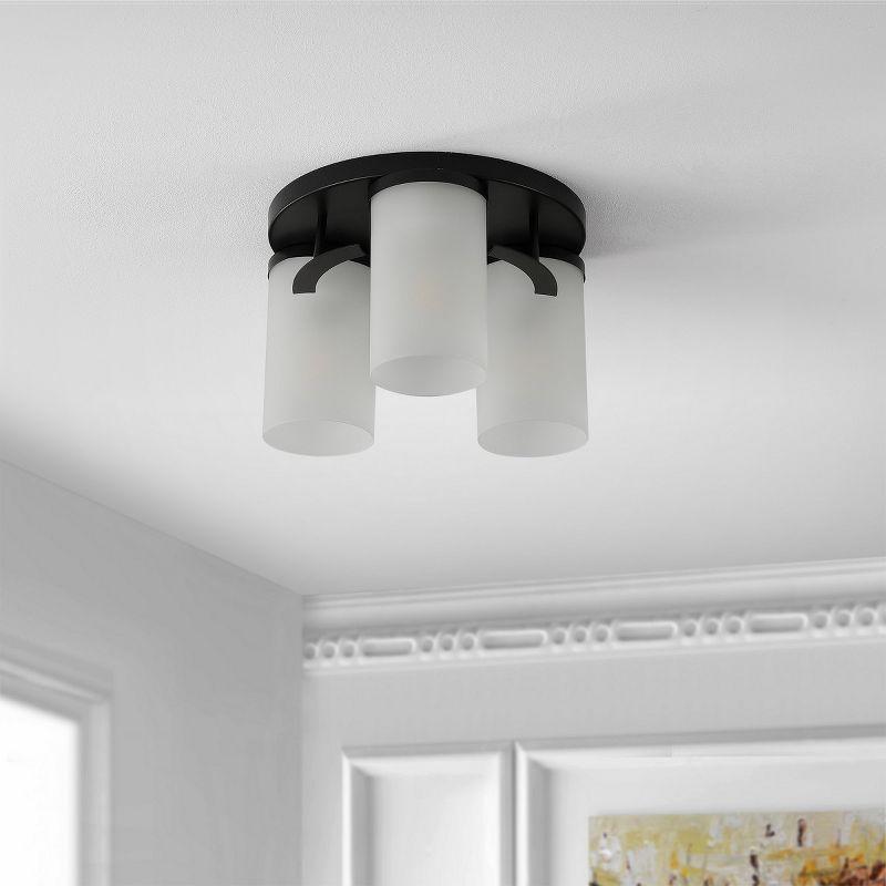 Jeffra Black and Acid Glass 3-Light Flush Mount