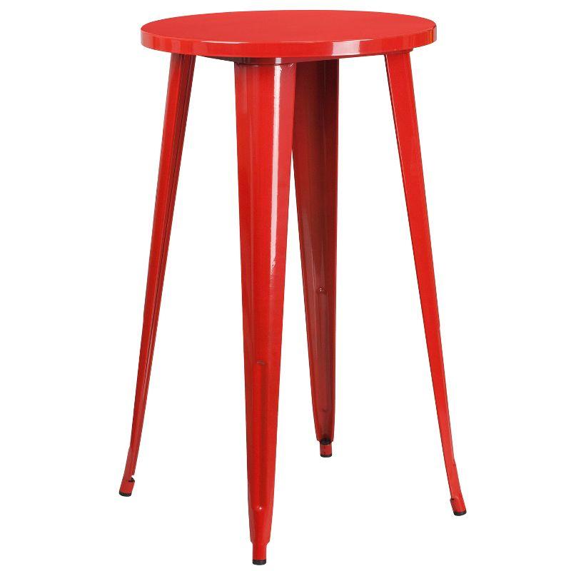 Flash Furniture Commercial Grade 24" Round Red Metal Indoor-Outdoor Bar Height Table