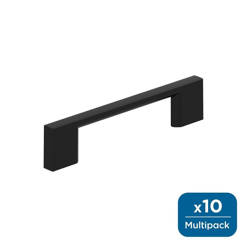 Matte Black Modern Bar Cabinet Pulls with Mounting Hardware, 10 Pack