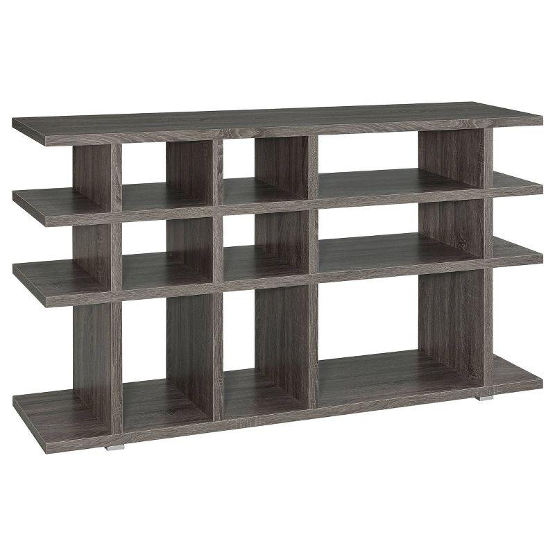 Weathered Gray 4-Shelf Wood Console Bookcase