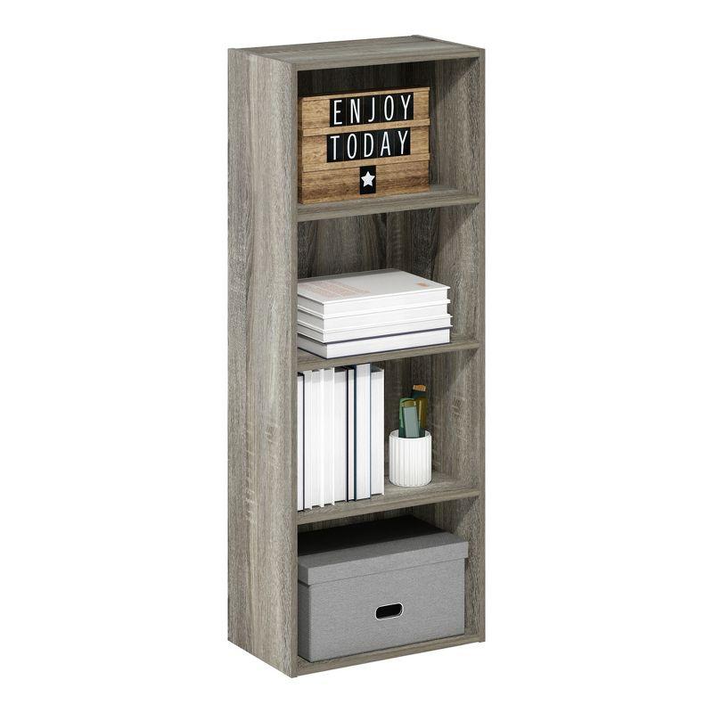 Furinno 4-Tier Open Bookcase 4-Cube Display Cabinet Floor Standing Storage Shelves Bookcase,French Oak