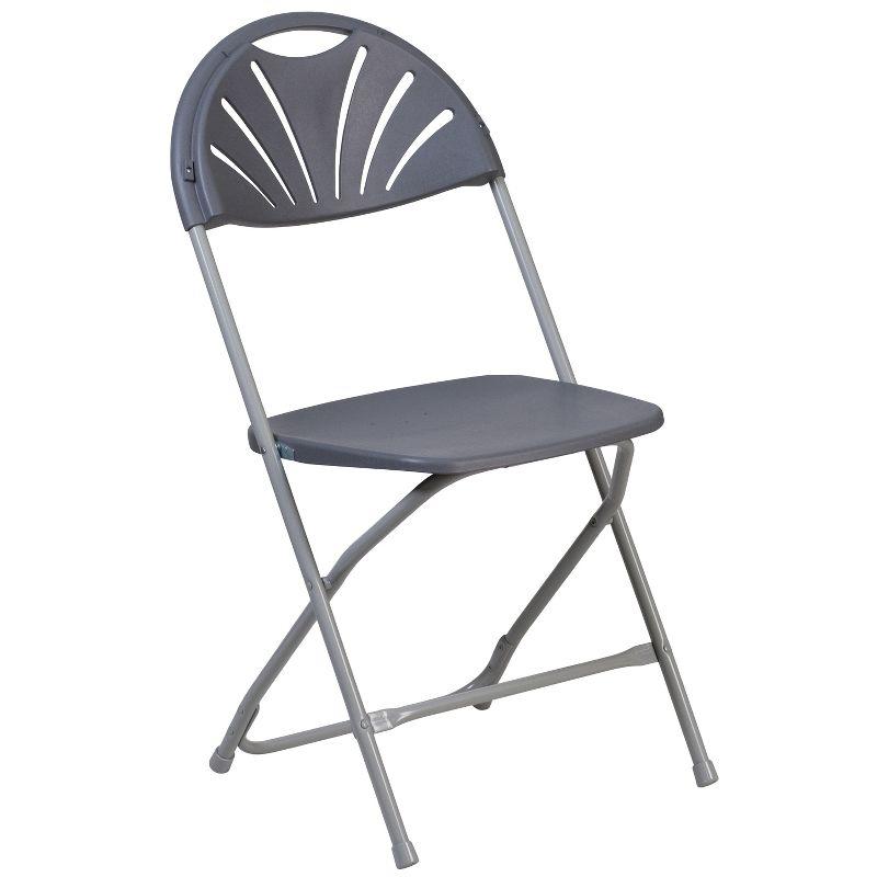 Charcoal Fan Back Plastic Folding Chair Duo, 650 lb. Capacity