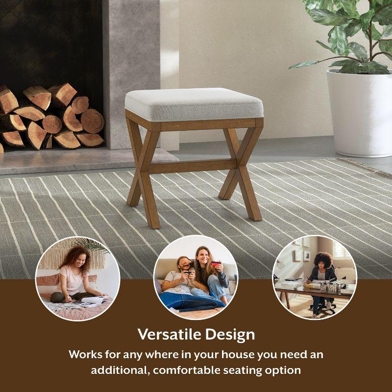 Hillsdale Furniture 18.5" Somerset Backless Wood Vanity Stool Fog: Padded Ottoman Bench, Polyester Upholstery