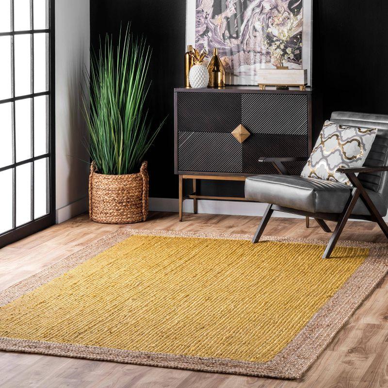 Yellow Solid Loomed Area Rug - (2'x3') - nuLOOM: Modern Jute, Low Pile, Indoor Rectangle Rug, Vacuum & Spot Clean