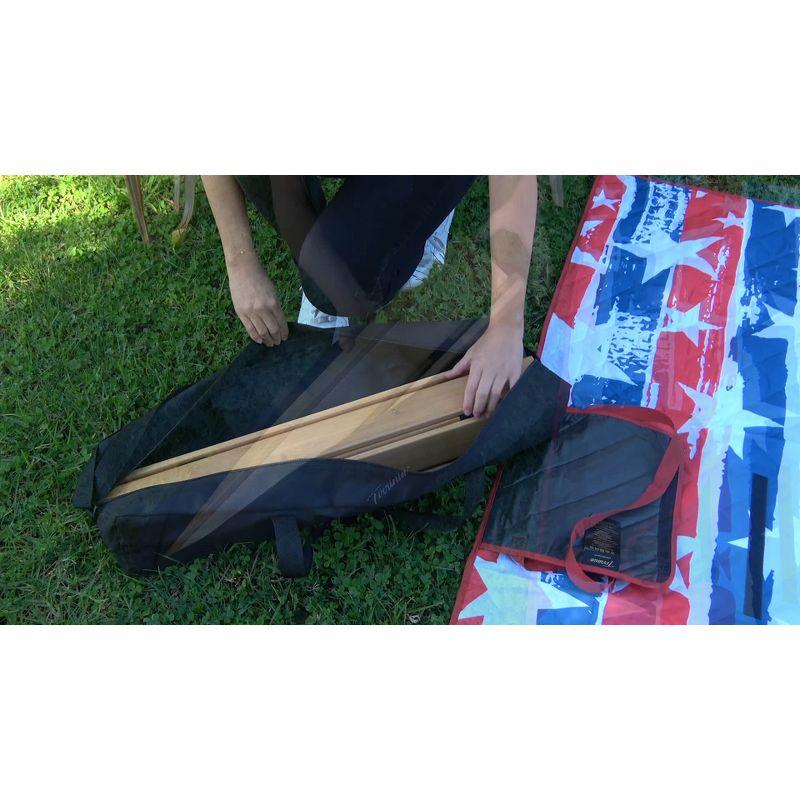 Tirrinia 26x26in Bamboo Picnic Table with Carrying Bag + Free Picnic Pad, Outdoor Portable All-Purpose Table for Concerts, Camping, Beach, Tailgating, Patio, Kitchen, Living Room