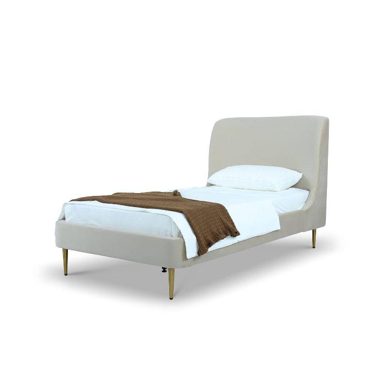 Heather Gold-Finished Twin Velvet Upholstered Bed with Slats
