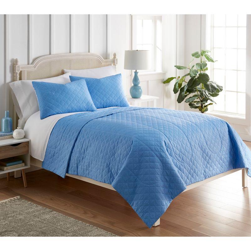 Blue Poppies Twin Microfiber Reversible Quilt Set