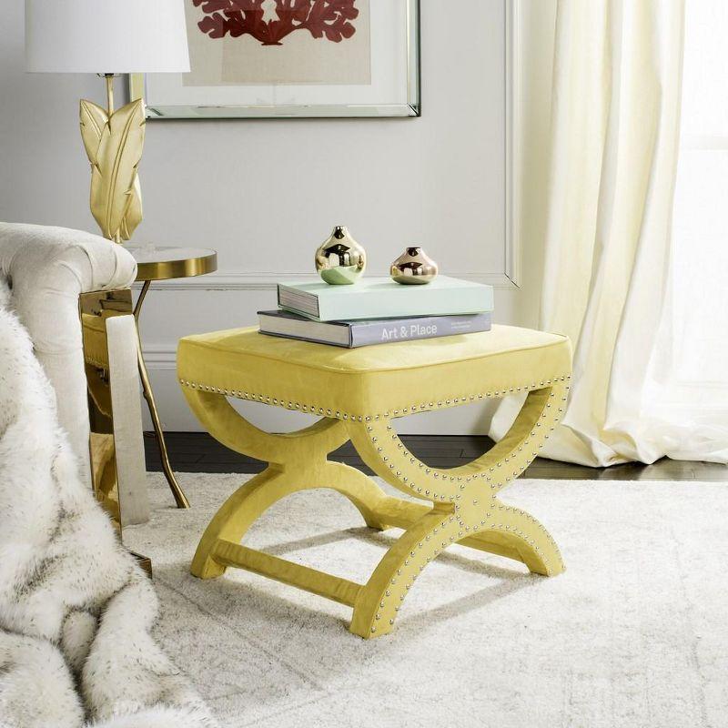 Mystic Ottoman with Silver Nail Heads - Yellow - Safavieh
