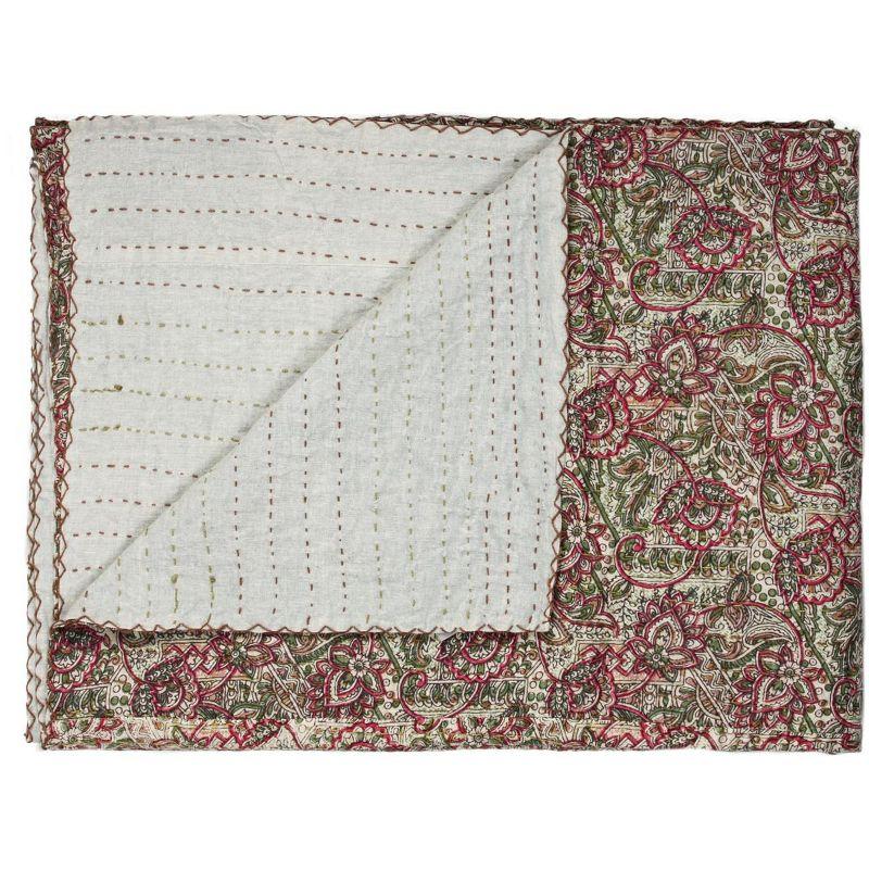 Taj Hotel Kantha Handmade Throw Blanket