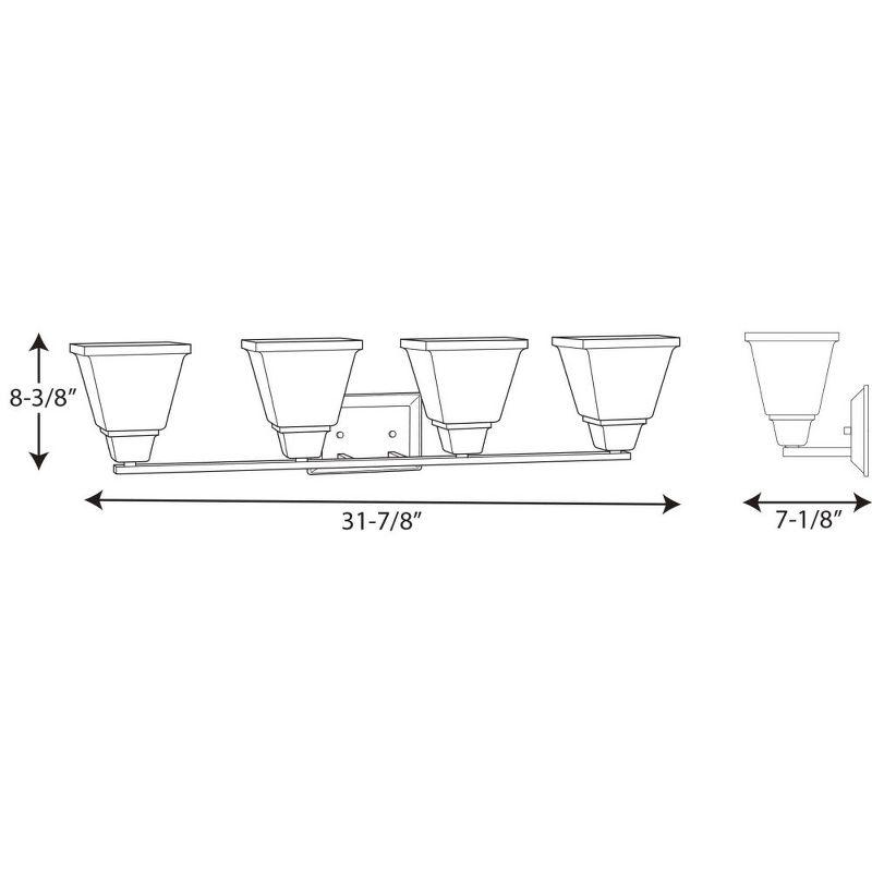 Progress Lighting Clifton Heights 4-Light Bath Vanity Fixture, Antique Bronze, Etched Square Glass Shade