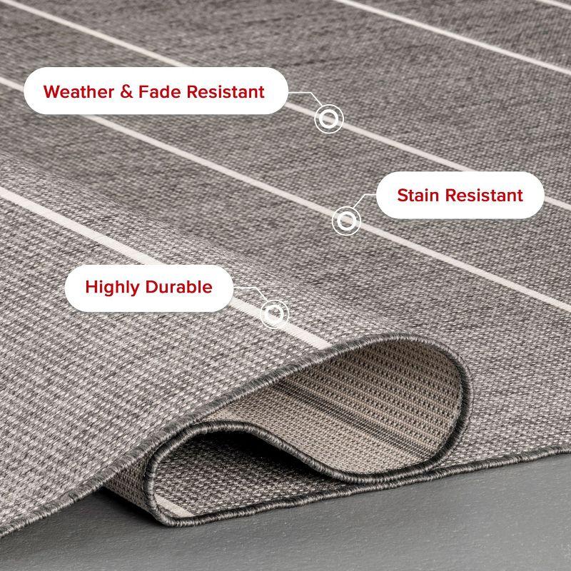 Nuloom Alaina Striped 8 Square Indoor/Outdoor Area Rug for Living Room Patio Deck Front Porch Kitchen, Dark Grey/Ivory