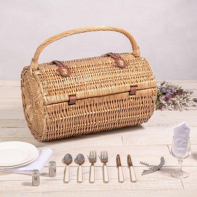 Barrel Wicker Picnic Basket with Picnic