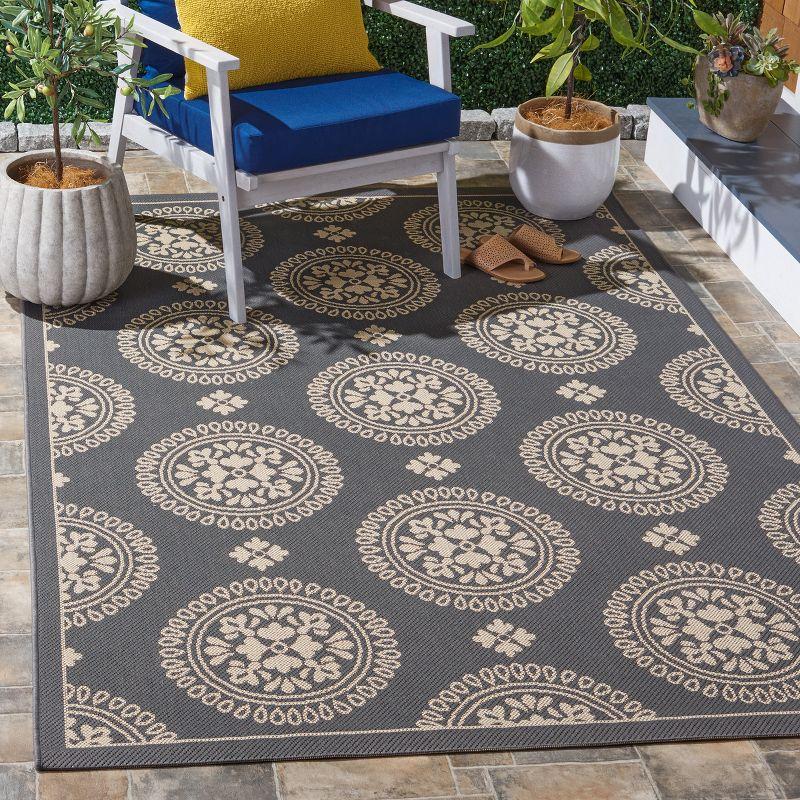 Modern Gray Rectangular Easy-Care Synthetic Indoor/Outdoor Rug