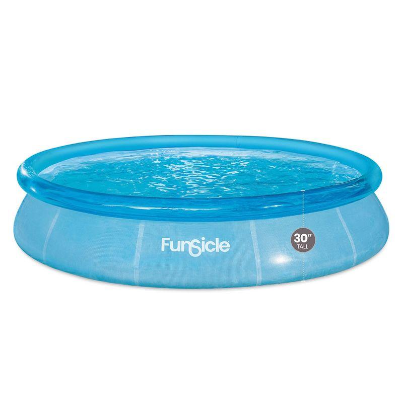 Funsicle 12' x 30" Sea-Thru QuickSet Round Inflatable Ring Top Outdoor Above Ground Swimming Pool Set with Pump and Cartridge Filter, Blue