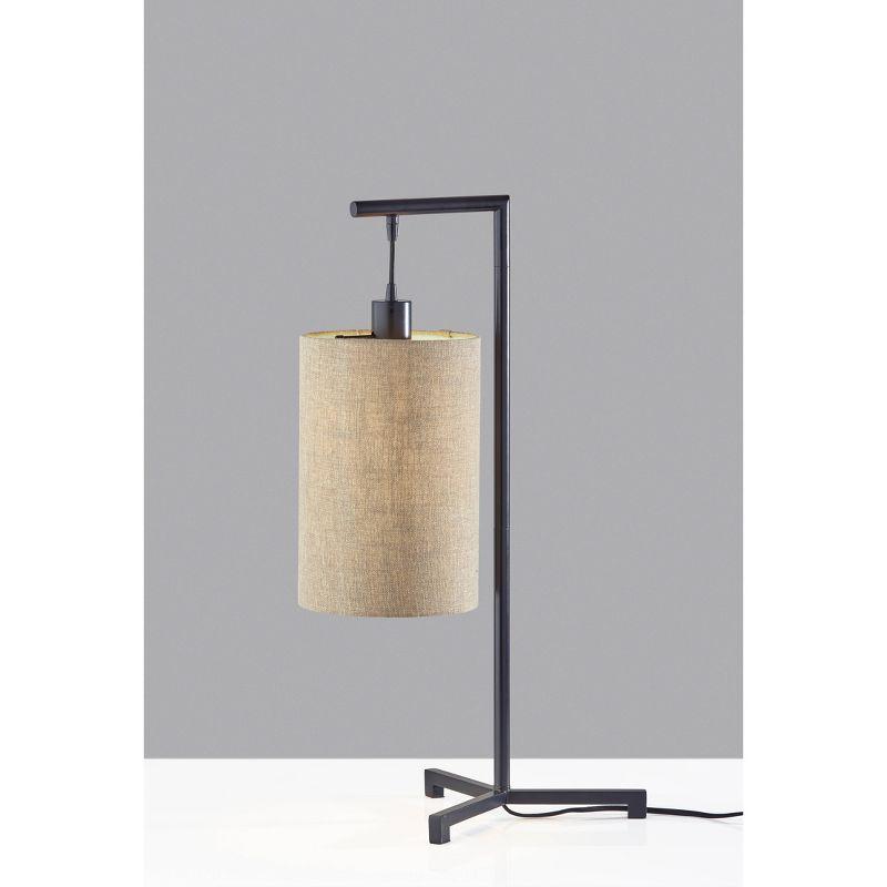 Reggie Black Metal Table Lamp with Beige Drum Shade