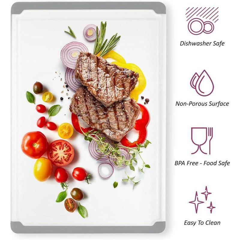 Plastic Cutting Boards for Kitchen - Large 18 x 12 Inch Rubber Cutting Board with Juice Grooves, Non-Slip, Dishwasher Safe Cutting Boards