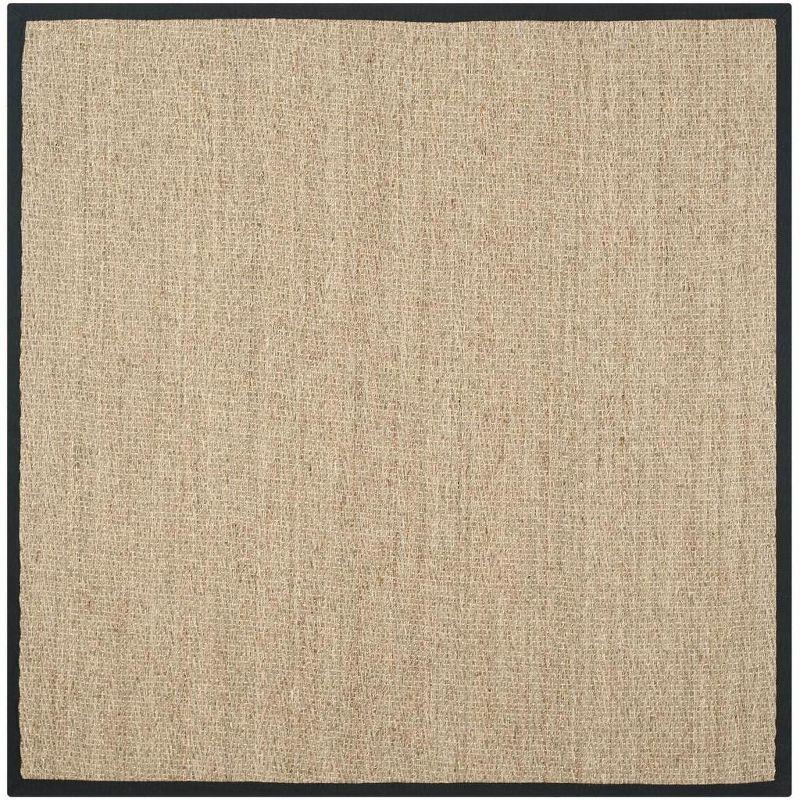 Natural Fiber Black Border 6' Square Seagrass Area Rug