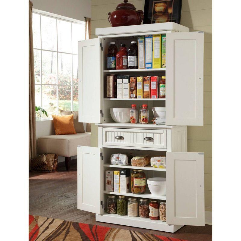 Nantucket Distressed White Wood Kitchen Pantry