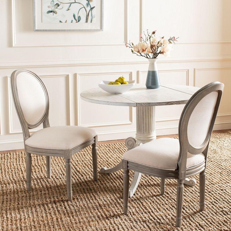 Holloway 19" H French Brasserie Oval Side Chair (Set of 2) - FOX6228 - Light Beige/Rustic Grey - Safavieh Couture