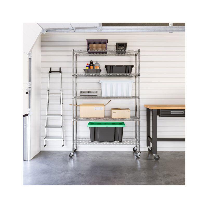 UltraDurable 48'' W x 18" D 5-Tier NSF-Certified Steel Shelving with Wheels