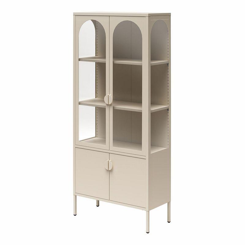 CosmoLiving by Cosmopolitan Chloe Tall Metal Display Cabinet with 2 Arched Glass Doors