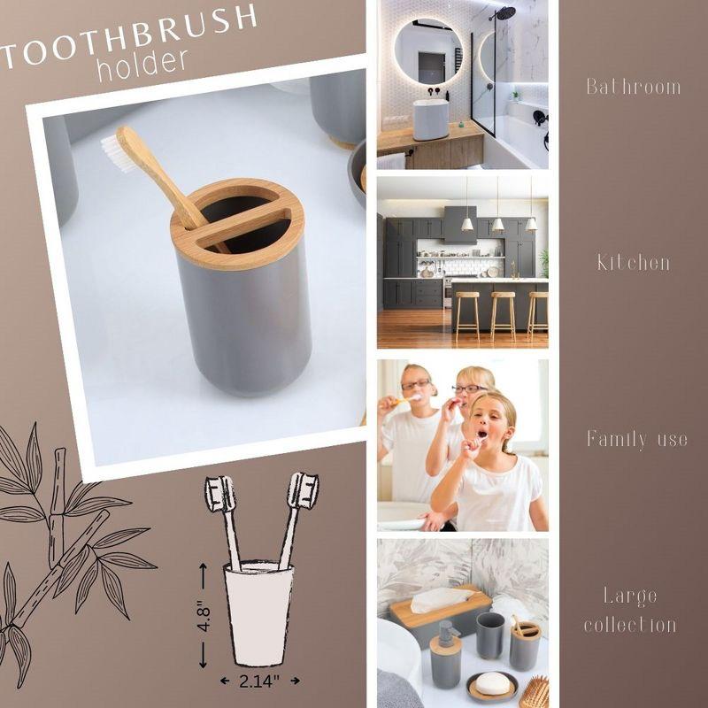 Evideco PADANG Toothbrush Holder & Toothpaste Holder with Bamboo Top