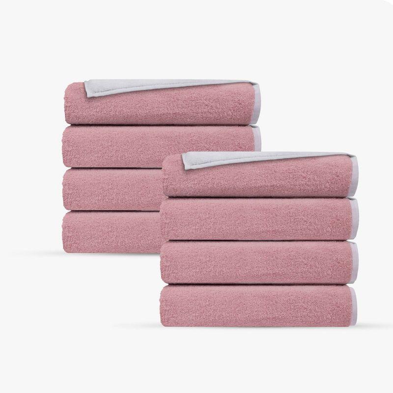 Depera Home 8pc Double Face Turkish Washcloth Set White/Blush