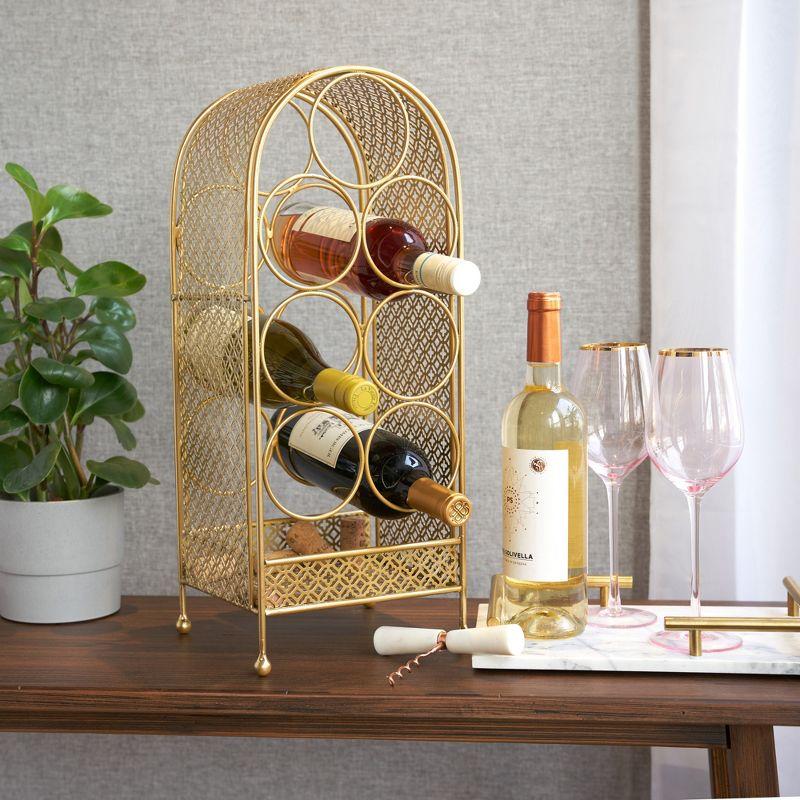 Gold Cast Iron 7-Bottle Trellis Wine Rack