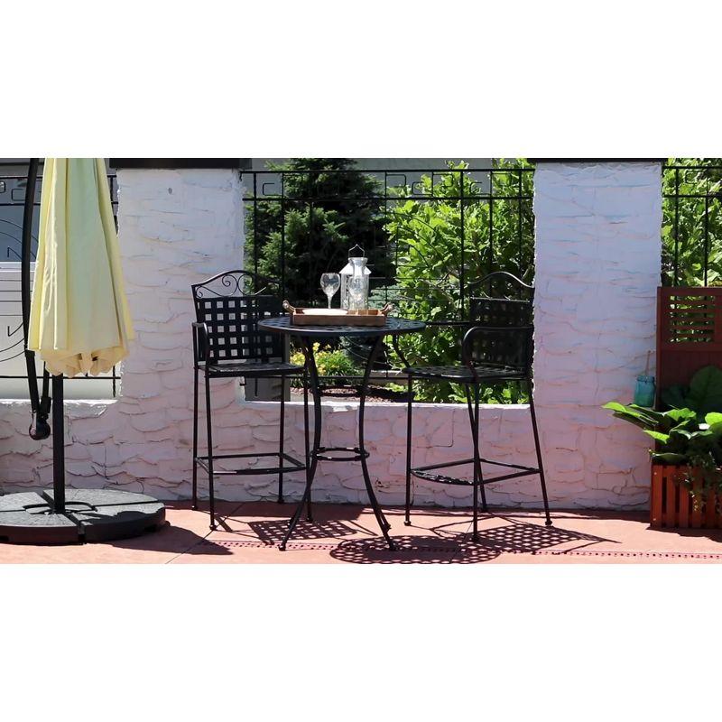 Sunnydaze Outdoor Scrolling Wrought Iron Bar Chair and Table Set - Black