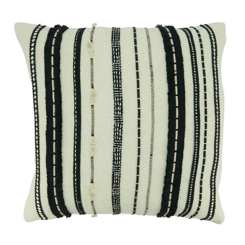 Saro Evelyn Collection Fringed Cotton Throw Pillow