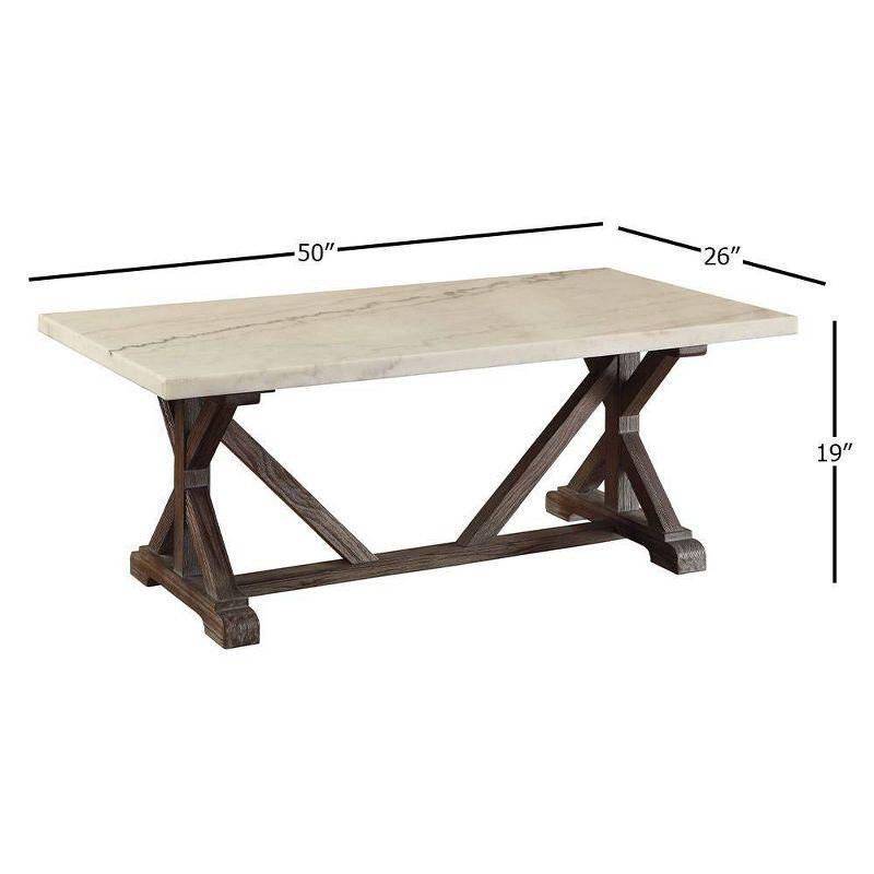 50" Romina Coffee Table: Marble Top, Weathered Espresso Base - Acme Furniture