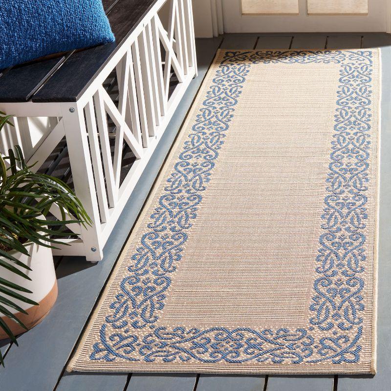 Courtyard CY1588 Power Loomed Indoor and Outdoor Runner Rug - Natural/Blue - 2'3"x10' - Safavieh
