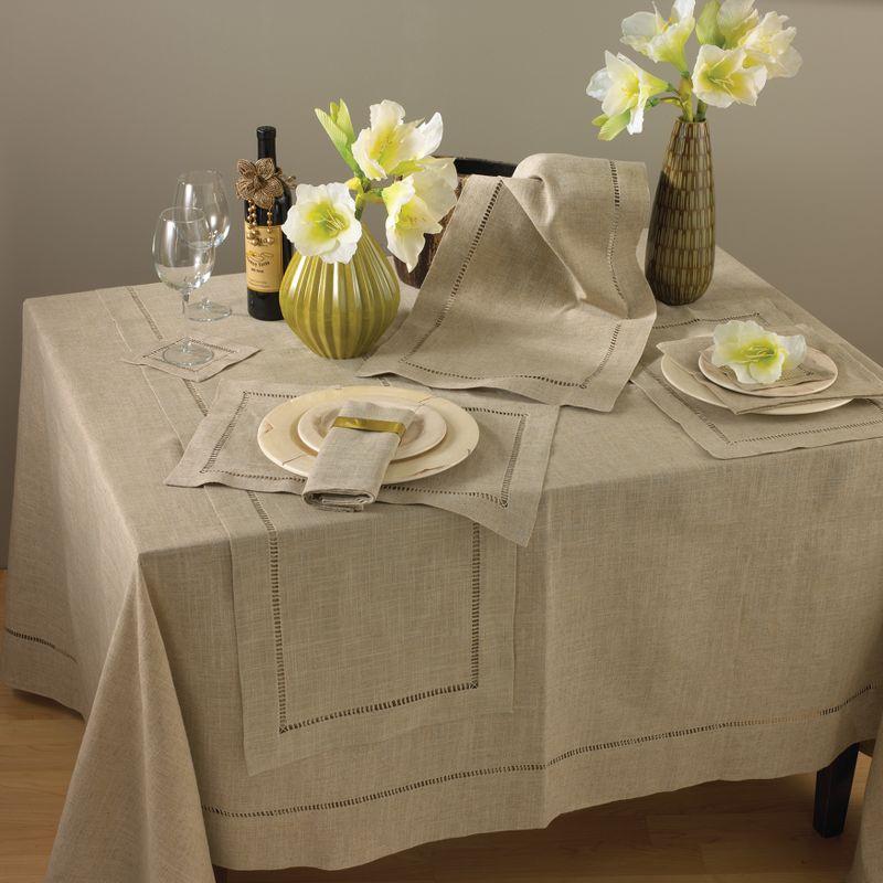 Set of 12 Natural Polyester Blend Hemstitched Placemats