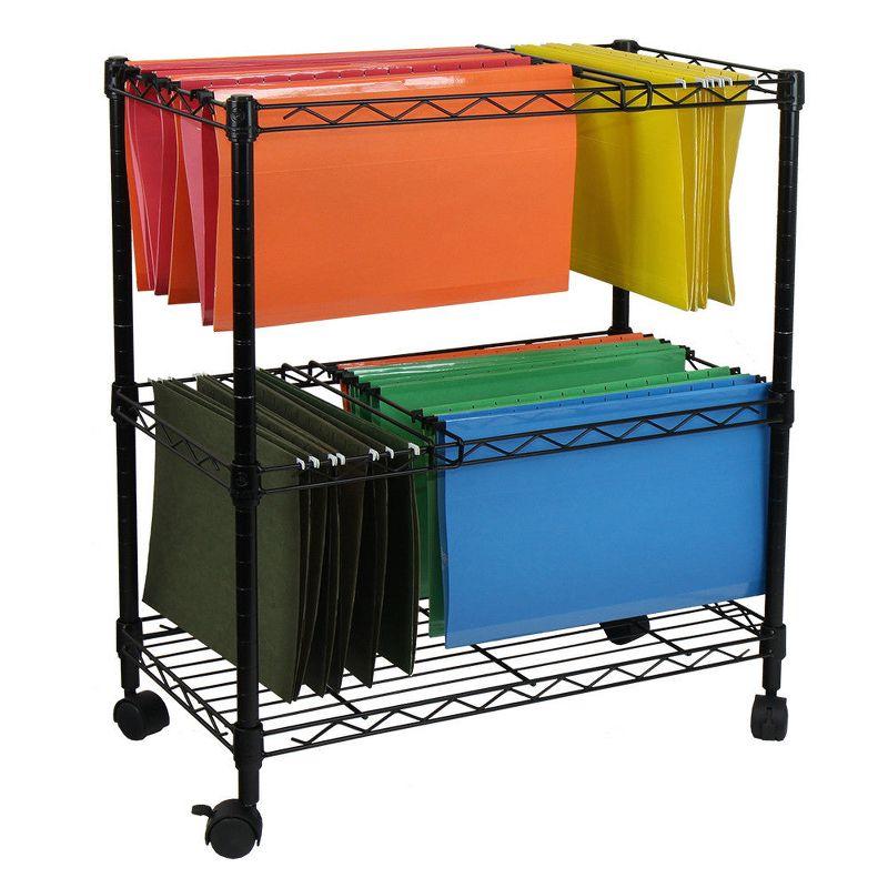 Oceanstar Portable 2-Tier Metal Rolling File Cart