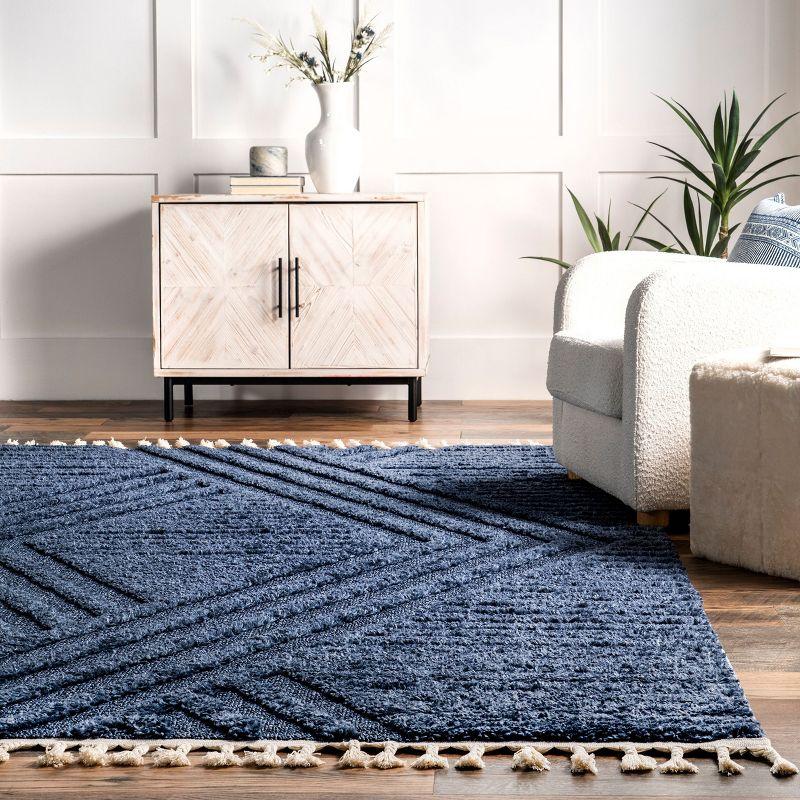 Nuloom Risette Solid 5x8 Shag Indoor Area Rug for Living Room Bedroom Dining Room Nursery, Blue