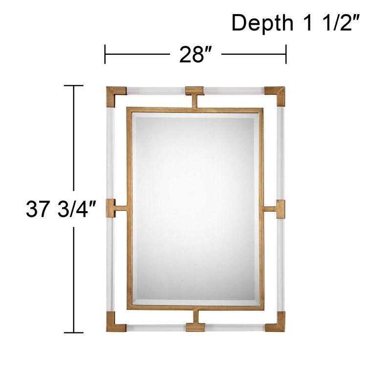 Transitional Gold Leaf Rectangular Wall Mirror with Clear Acrylic Bars