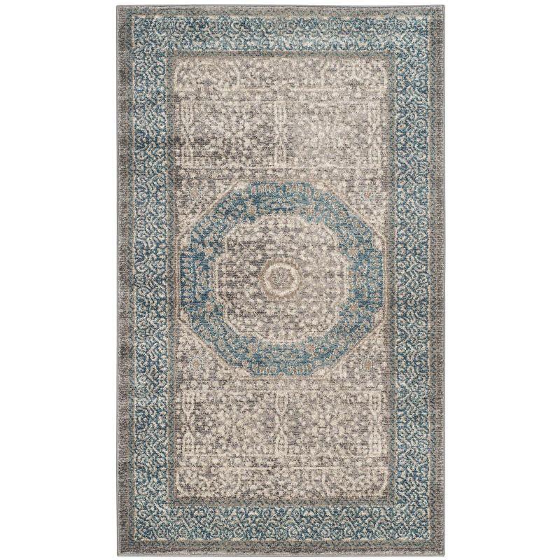 Sofia Vintage Oriental Light Grey and Blue 4' x 5'7" Accent Rug