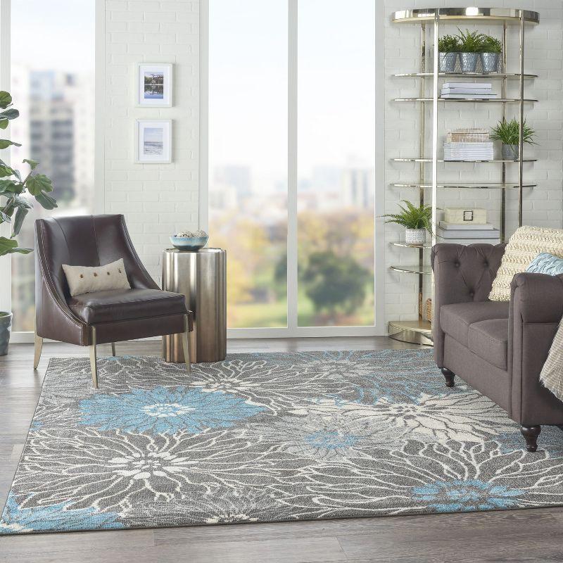 Nourison Passion Bohemian Transitional Floral Indoor Area Rug Charcoal/Blue 6'7" x 9'6"