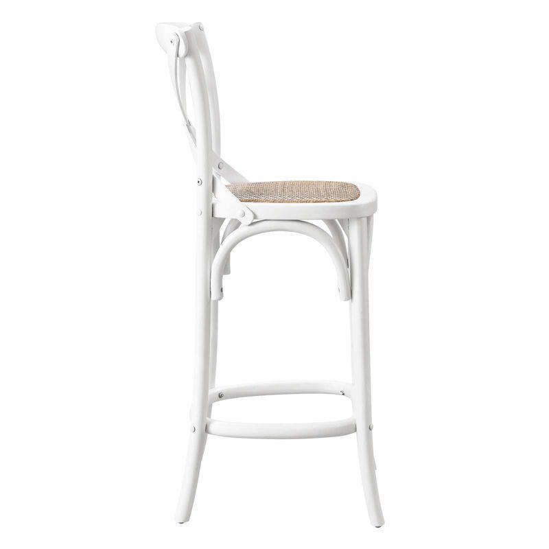 Modern Farmhouse Elm and Rattan White Counter Stool