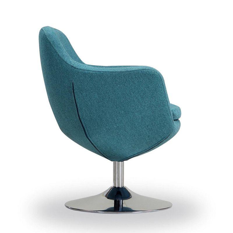 Manhattan Comfort Caisson Twill Swivel Accent Chair Blue: Chrome-Plated Finish, Removable Cushions