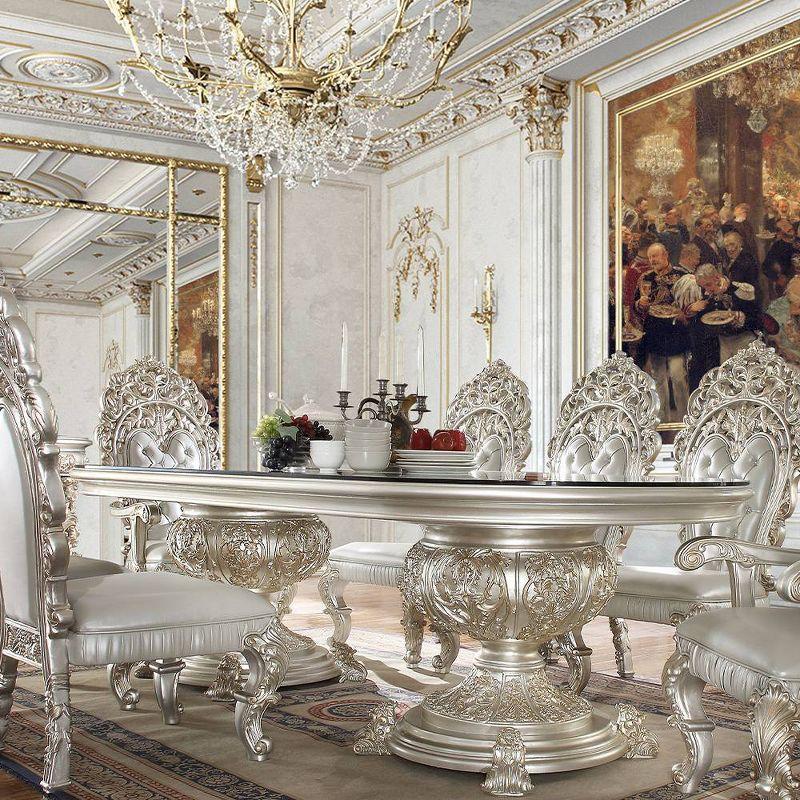 108" Sandoval Dining Table Champagne Finish - Acme Furniture: Luxurious Non-Extension, Seats 8