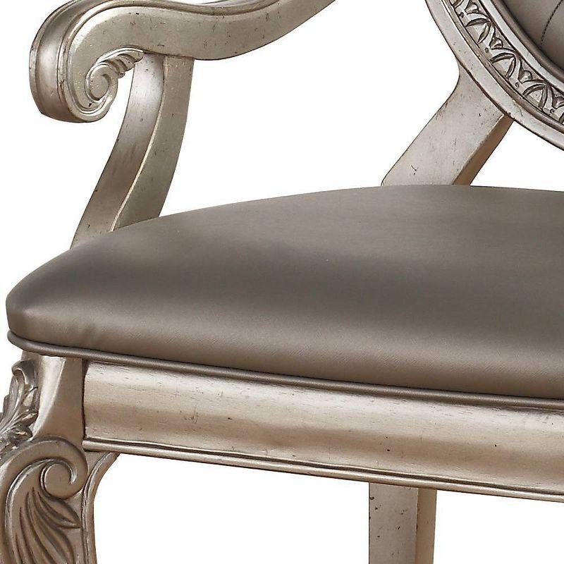 24" Northville Dining Chair PU and Antique Silver - Acme Furniture: Elegant Tufted Leather, Wood Frame, Armrest