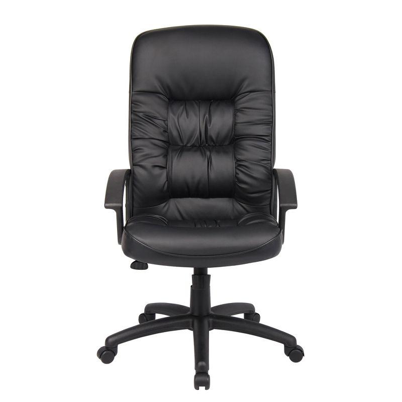 High Back LeatherPlus Chair Black - Boss Office Products: Ergonomic, Adjustable, Swivel, Casters/Wheels