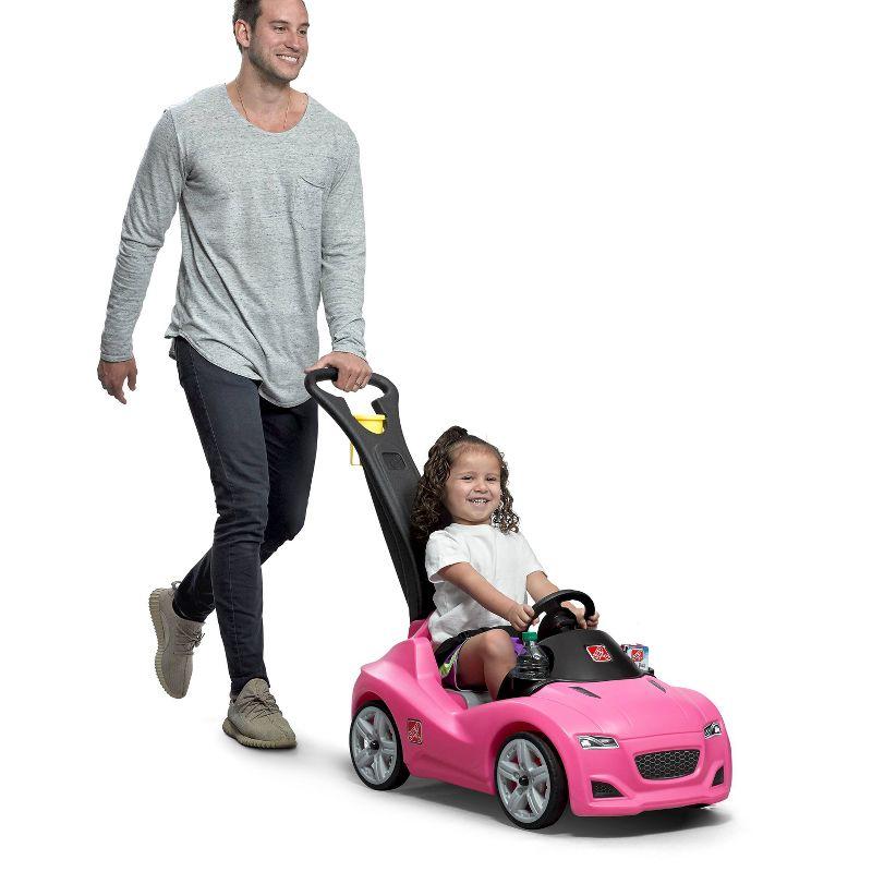 Pink Plastic Toddler Push Ride-On Car with Seat Belt