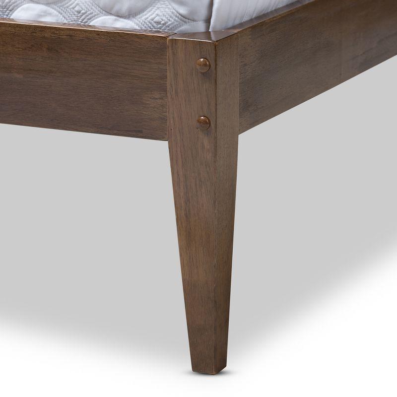 Scandinavian Inspired King-Sized Walnut Wood Slatted Platform Bed