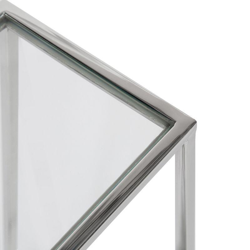 Kate and Laurel Jaspur Rectangle Metal Side Table, 16x8x24, Silver