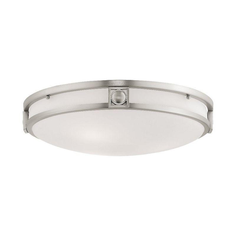 Titania Brushed Nickel 3-Light Flush Mount with Satin White Glass