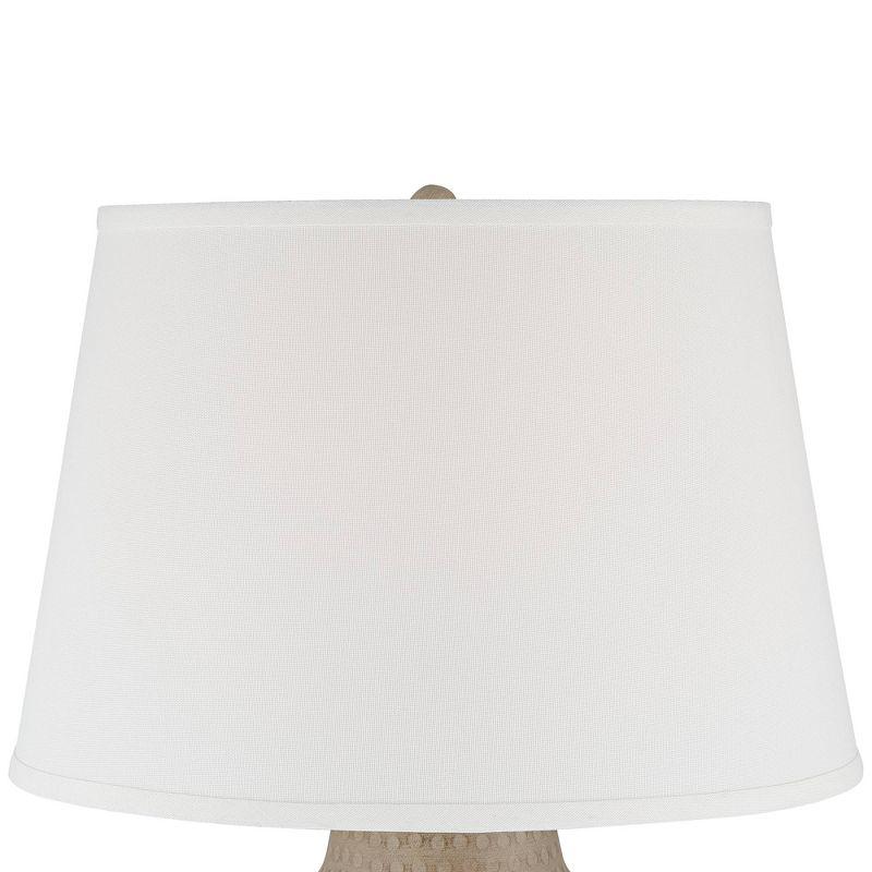 Barnes and Ivy Rustic Farmhouse Table Lamp 27 1/4" Tall Natural Beige Hammered Metal White Linen Fabric Drum Shade for Living Room